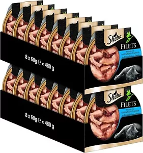Sheba Filets Feinstes Katzennassfutter Huhn Thunfisch Nachhaltig Schale 16 x 60g - Bild 1 von 6