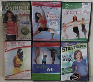 6 NEW workout DVD lot Stunt Blasters Basic Strength get fit spirit flow stress - Bild 1 von 8