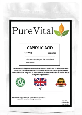 Caprylic Acid 1250MG Capsules – Gut Health, Detox & Immune Support | PureVital