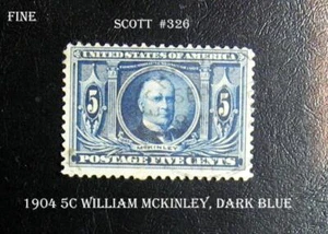 A Great Fine Stamp US Stamp Scott #326 – 1904 5c William McKinley, dark blue - Picture 1 of 1