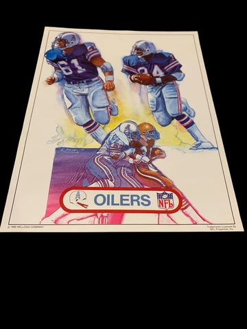 Houston Oilers Wall Art from 1982 Kellogg's Poster - 8x10.5 Color Photo Cover