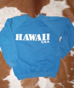Vintage 80er 90er Hawaii Souvenir Raglan mittelblau 50/50 Made in USA - Bild 1 von 4