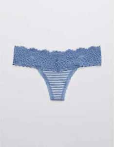 5 Pack Aerie Cotton Eyelash Thong Underwear Women Lacy Sexy Somber Navy XL - Picture 1 of 1