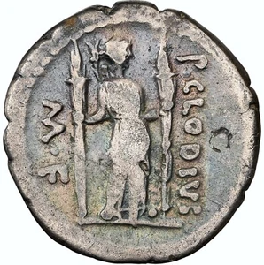 ROMAN REPUBLIC P Clodius Mf Turrinus APOLLO DIANA LUCIFERA Ancient NGC Coin 360 - Picture 1 of 6