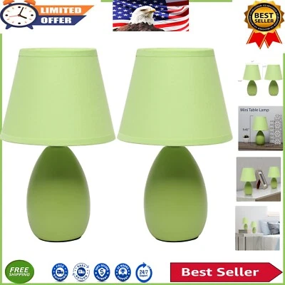 Chic Green Oval Table Lamps - 2 Pack Set with Touch Control and Fabric Shades - Image 1 of 4