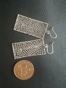 Vintage Old Solid Silver Filligri Earrings - Picture 1 of 2