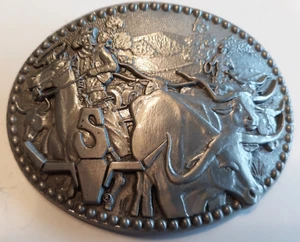 Belt buckle 4" oval cattle drive longhorn cowboy Zee series by ADM - Picture 1 of 1