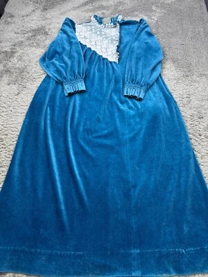 Camisón Gilligan O'Malley Mujer Mediano Abrigo Bata Terciopelo Quemado De Colección EE. UU. Años 70 Foto 1 de 4