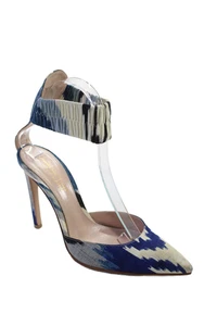 Gianvito Rossi Damen Pumps Ikat Print Riemchen Blau Weiß Größe 37 7 - Bild 1 von 5