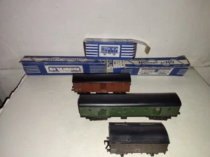 MECCANO/HORNBY HO LOT 3 WAGON COUVERT  FOURGON FOURGON DE QUEUE  AVEC BOITE - Foto 1 di 5