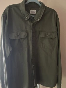 Lucky Brand XXL Army Green Shirt Jacket Cotton Button Front Shacket Hippie - Picture 1 of 16