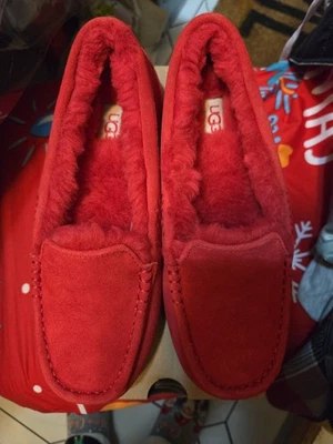 Zapatillas UGG Mujer VACACIONES ROJO SAMBA Ansley Gamuza MOCASINES FORRADOS DE LANA 7/38 Foto 1 de 4