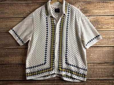 Abercrombie Fitch Knitted Shirt Mens Extra Large Button Up Geometric Boho - Image 1 of 4