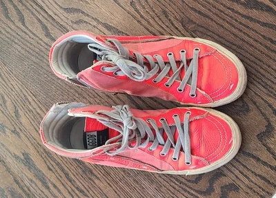 Golden Goose 滑梯运动鞋女式 37 码粉色二手状况良好意大利 — 第 1/4 张图片