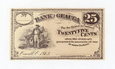 1863 25c C.A.B. Pratt (Bank of Geauga) - Orwell, OHIO Merchant Scrip AU - Image 1 of 2