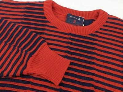 Vintage Demetre Virgin Wool Knit Ski Sweater 80s Mens LG Red Blue Textured USA  - Image 1 of 4