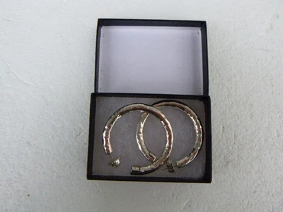 Large Vintage Ippolita Classico Sterling 14k Gold Post Hammered Hoop Earrings - Image 1 of 4