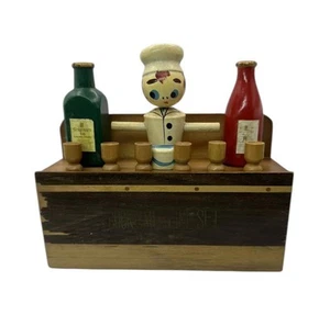 Ucagco Cocktail-Time Set Barware Set Wooden MCM Kitschy Kitchen Collectibles HTF - Picture 1 of 9