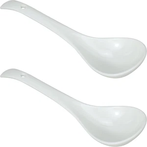EIKS 2 Pack Porcelain Serving Spoon Soup Ladles for Serving Cooking Mixing Stews - Picture 1 of 12