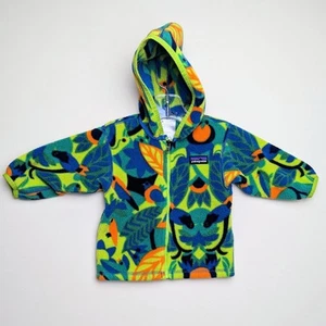Patagonia Baby Synchilla Cardigan Hoody Zip Forest Birds Vintage Fleece 6 Mos - Picture 1 of 11