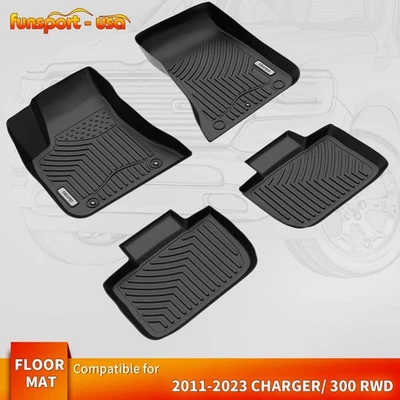 Floor Mats Liner for 2011-2023 Dodge Charger/Chrysler 300 RWD TPE 3D Molded - Image 1 of 4