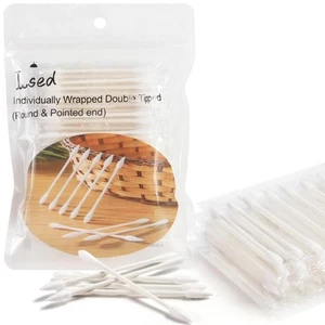 , 100 Pack Cotton Swabs, Individually Wrapped, Organic & Biodegradable, Doubl... - Picture 1 of 7
