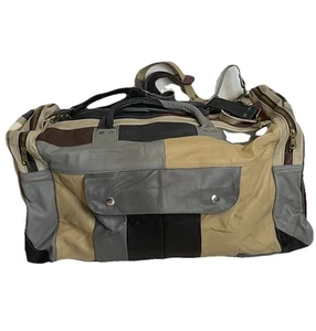 Unglaubliche Vintage Leder Patchwork Mehrfarbig Gepäck/Seesack/Sporttasche EUC - Bild 1 von 17