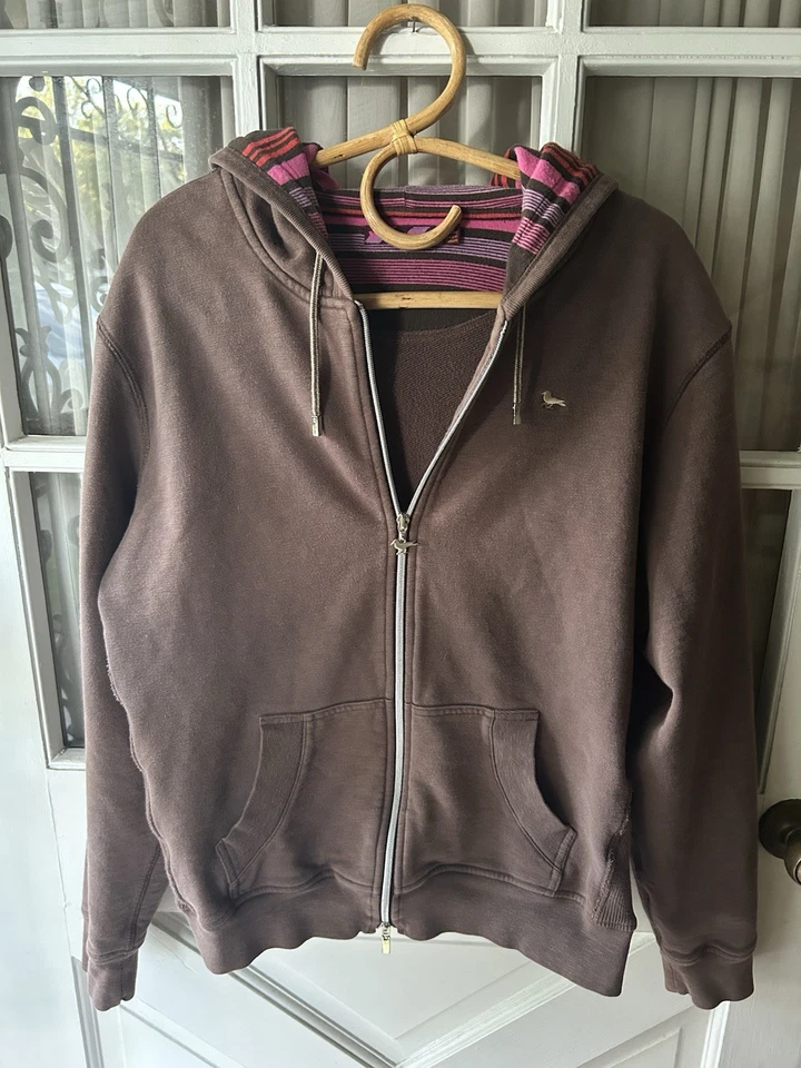 Sudadera con Capucha Moderna Diversión Cremallera Para Hombre XL Marrón/Capucha a Rayas Foto 1 de 4