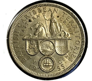 1955 British Caribbean Territories - 50 Cents - AU Condition - Picture 1 of 4