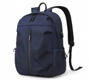 Waterproof Navy Nylon Backpack – Rucksack Laptop Bag for Student Work Travel - Picture 1 of 4