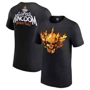 WWE WWF Cody Rhodes Claim Your Kingdom skull Flames black 2 sided T-Shirt sz M - Picture 1 of 4