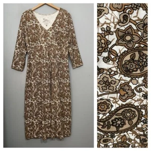 Abito midi Sahalie taglia grande marrone paisely modal maglia cottage prateria boho - Foto 1 di 11