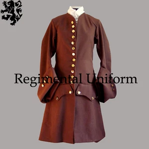 17th Victorian Frockcoat Historical Costume Medieval Coat Men's Brown Wool Frock - Picture 1 of 3