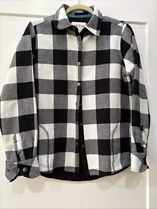 Orvis Women’s Fleece Lined Buffalo Plaid Shackleton Shirt Jacket Black White M - Picture 1 of 8