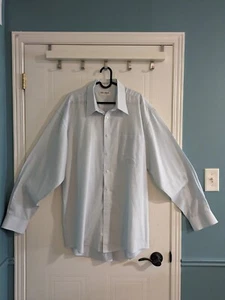 Vintage Balmain Paris Dress Shirt Mens XLT 17.5 36/37 Blue Green Striped - Picture 1 of 3