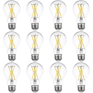 12 Pack Vintage LED Edison Bulbs Dimmable, A19 LED Bulb, E26 Base Clear Glass - Picture 1 of 7