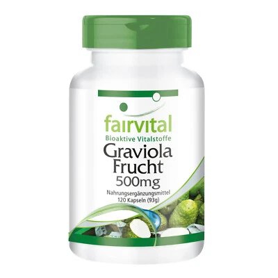 Graviola Frucht 500 mg - 120 Kapseln Annona muricata Superfood VEGAN | fairvital - Bild 1 von 4