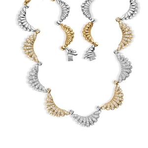 7.10 Ct Lab Grown CVD Round Diamond Charm Choker Necklace 14k Multi Tone Gold - Picture 1 of 11