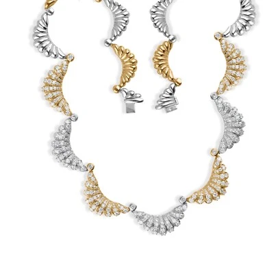 7.10 Ct Lab Grown CVD Round Diamond Charm Choker Necklace 14k Multi Tone Gold - Image 1 of 4