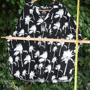 Winston Mens 3XL Black & White palms Hawaiian Short Sleeve Shirt Button up NWT - Picture 1 of 14