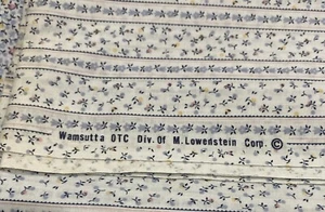 Vintage Small Print Floral Fabric Wamsutta OTC Blue Quilting Cotton 45”x 72 - Picture 1 of 7