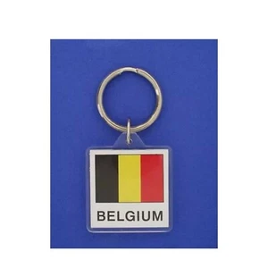 Belgium Flag Lucite Keychain / Key Ring. NIP FREE US SHIPPING - Picture 1 of 1