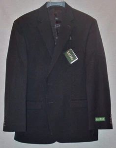RALPH LAUREN MENS BLACK WOOL 2 PIECE SUIT SIZE 42 REGULAR 36 WAIST NEW WITH TAGS - Picture 1 of 12