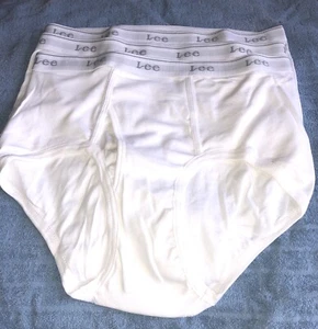 3 Pair VINTAGE New Lee White Briefs Underwear 100% Combed Cotton Size 38 - Picture 1 of 4