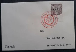 1935 Czechoslovakia Cover ties 10H Stamp cd Prague to Bedrich, Prague - Picture 1 of 2