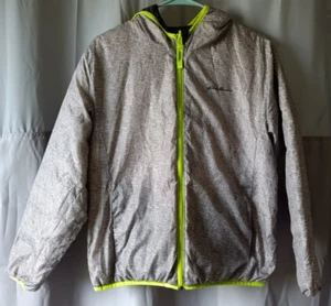 Eddie Bauer Puffer Jacket Reversible Hooded Green Zipper Kids L (14/16) - Picture 1 of 21