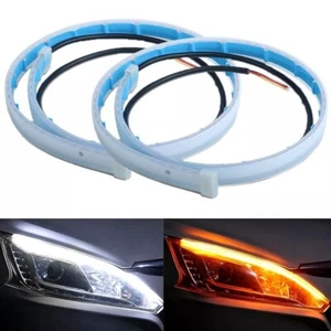 2x 60cm Strisce Fari Auto LED Tubo Flessibile Angel Strip DRL luci bianco ambra - Bild 1 von 8