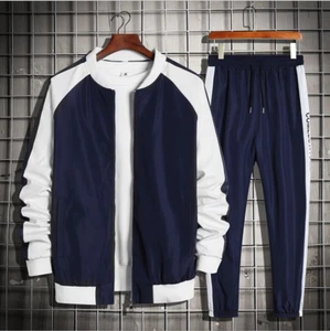 2023 Men Sportswear Tracksuit 2 Piece Sets Sports Suit Jacket + Pant Sweatsuit - Picture 1 of 15
