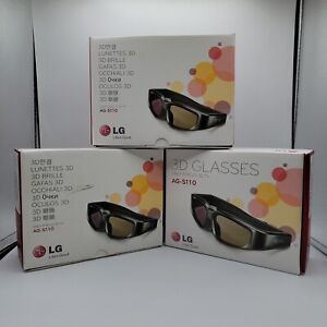 LG 3D Glasses Model AG-S110 for TVs Lot of 3 Open Box Complete Life's Good