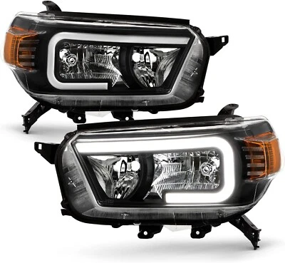 [LED TUBE DRL] Black Housing Head Lights Lamps Pair For 2010-2013 Totoya 4Runner - Image 1 of 4